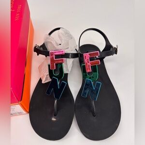 Kate Spade Black Sandals with Colorful Letters